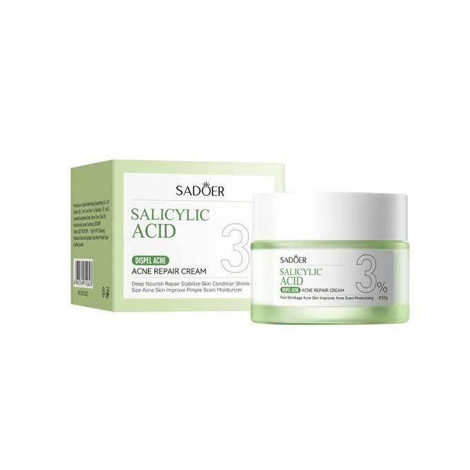 SADOER Salicylic Acid Repair Cream,Salicylic Acid Face Moisturizer,Pore Shrinkage Acne Skin Improves Acine Scars Motsturizing,Suitable for Oily, Acne Prone Skin