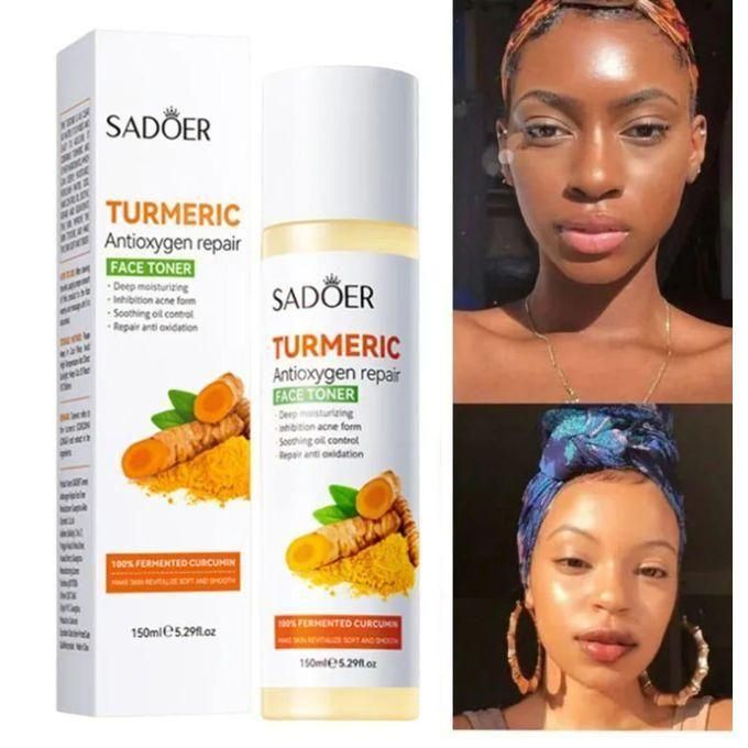 5 in 1 Turmeric Set, Tumeric Cleanser + Face Serum +Face Toner + Face Cream + Tumeric Soap, with brightening effect Helps in Preventing Acne, Sooth, Hydrate, Lighjten Acne Marks