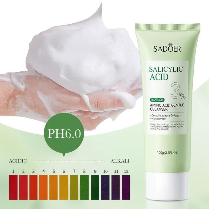 SADOER Salicylic Acid Repair Cleanser,With Contains Centella Asiatica, Niacinamide and Collagen Pimples Remover,Skin Barrier Repair for Acne Prone Sensitive Skin Care, Clogged Pores, Oily Skin