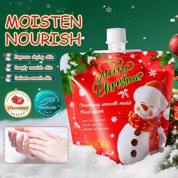 SADOER 5 in 1 Wholesale Christmas Gift Hand Cream Moisturizing and Refreshing Soothing Hand Cream Flavours Strawberry,Avocado,Milk,Orange Vitamin C,Kiwi Tender