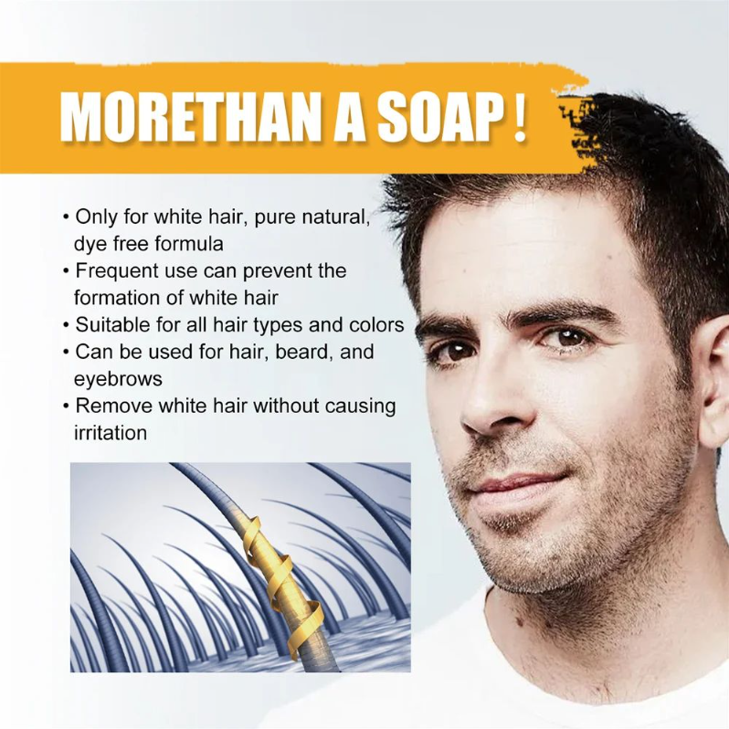 Men's Black Hair Soap Hair Darkening Soap Shampoo Bar Fast Effective Repair Gray White Color Dye Hair Body Natural Organic