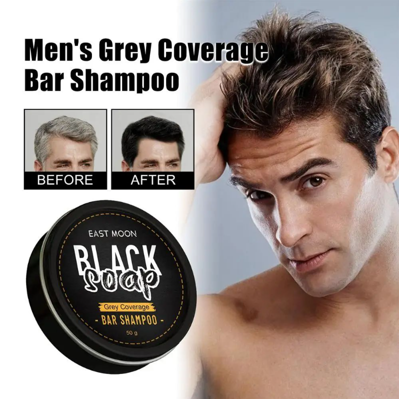 Men's Black Hair Soap Hair Darkening Soap Shampoo Bar Fast Effective Repair Gray White Color Dye Hair Body Natural Organic