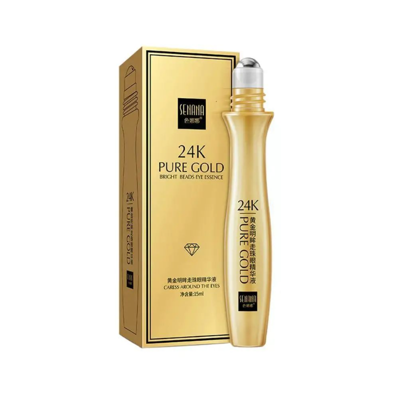 24K Gold Bright Eye Roller Eye Cream Hydrating Moisturizing Eye Serum Eye Care Dark Circles Removal Anti Eye Bags 15ml