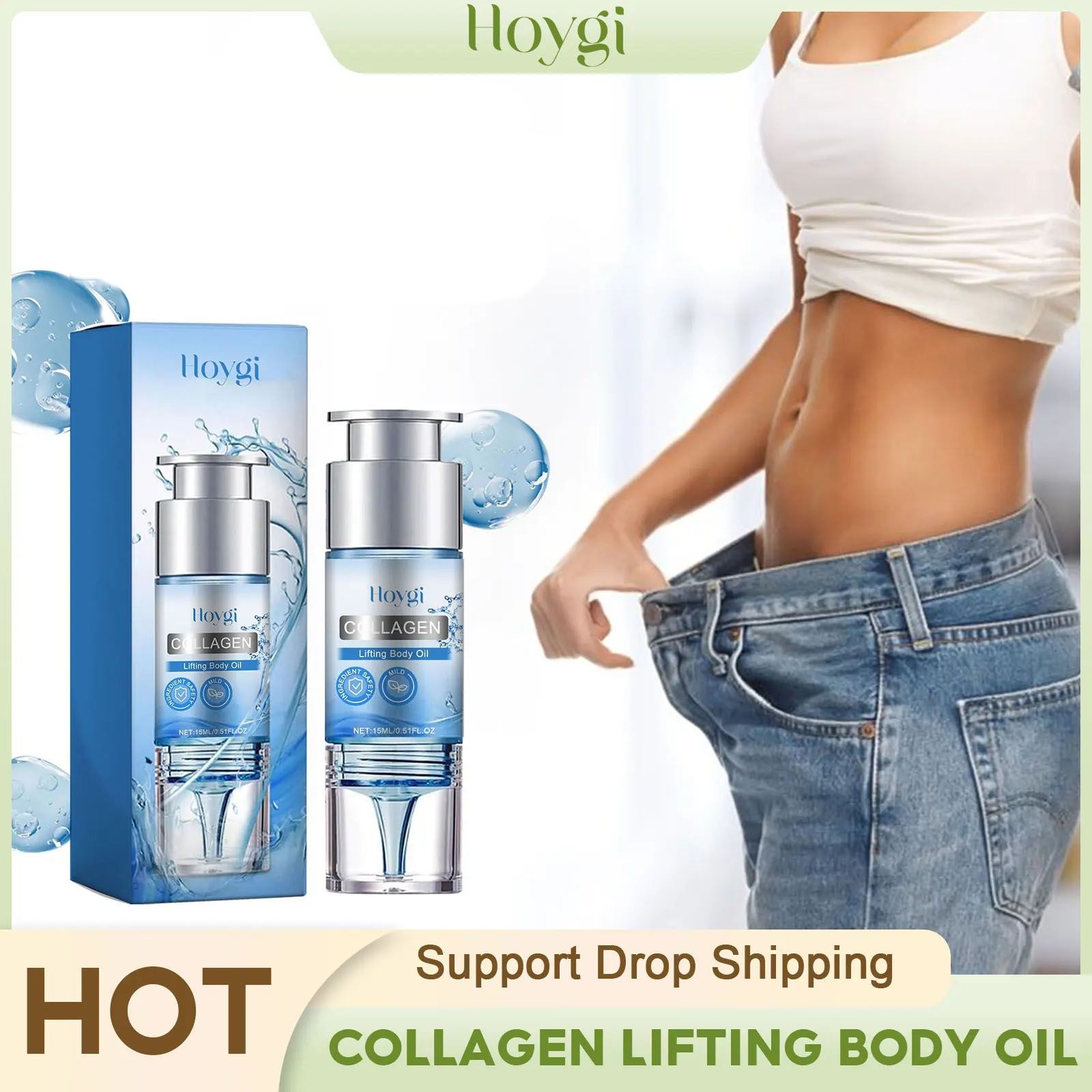 Collagen Lifting Body Oil Thin Leg Belly Waist Fat Burning Butt Shaping Breast Tighten Anti Cellulite Body Slimming Massage Essential Oil