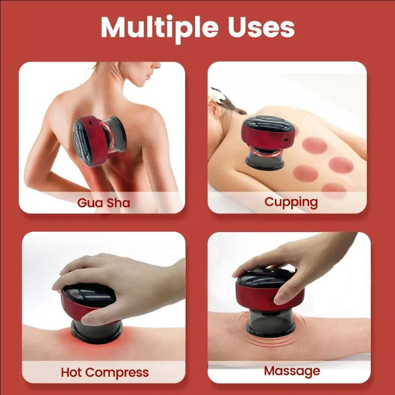Smart Electric Vacuum Cupping Device Body Scraping Massager Heating Suction Cup Device Back Neck Arm Massger Fatigue Relief