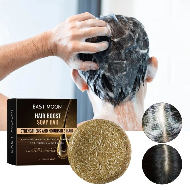 Hair Darkening Soap Effective Repair Gray White Color Hair Permanent Black Dye Moisturize Nourishing Smooth Clean Solid Shampoo