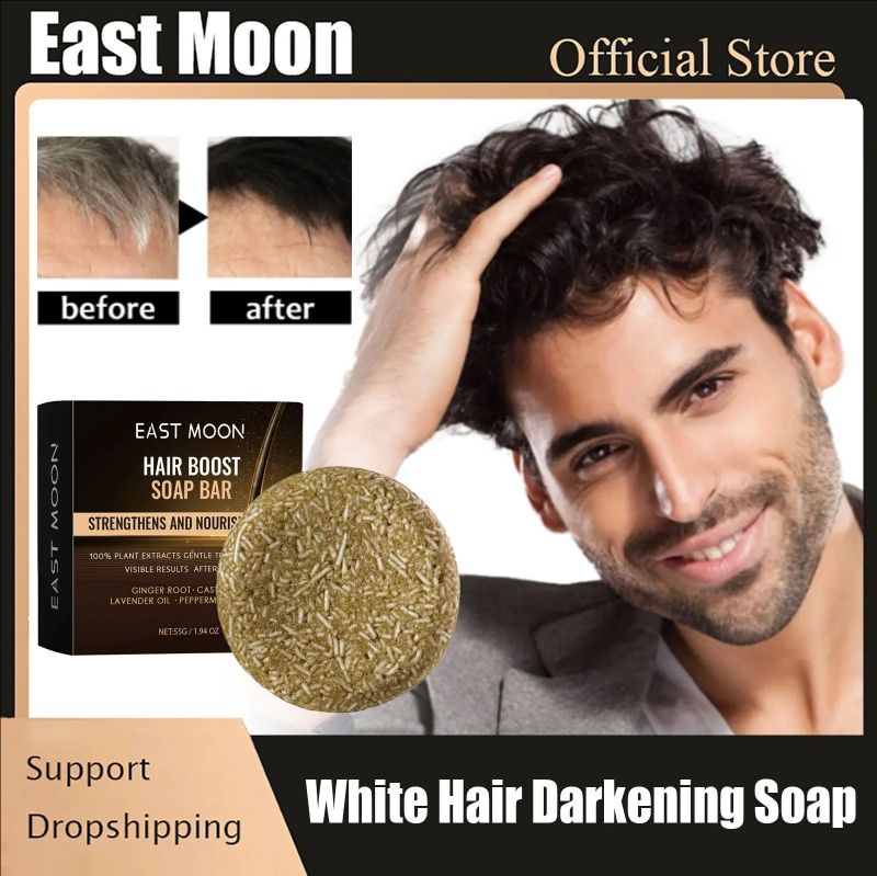 Hair Darkening Soap Effective Repair Gray White Color Hair Permanent Black Dye Moisturize Nourishing Smooth Clean Solid Shampoo