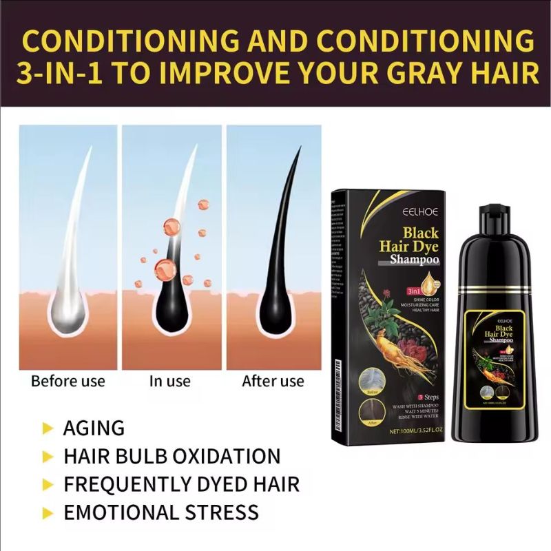 Hair Color Dye Shampoo Gray White Cover Natural Fast Dye Repair Dry Damaged Cleaning Nourishing Roots Restore Black Hair Shampoo