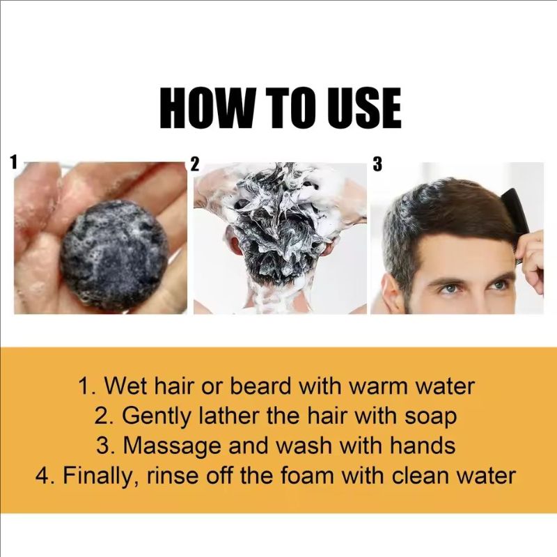 Polygonum Multiflorum Black Hair Soap Darkening Shampoo Bar Repair Gray White Color Dye Face Hair Body Shampoo For Man Women