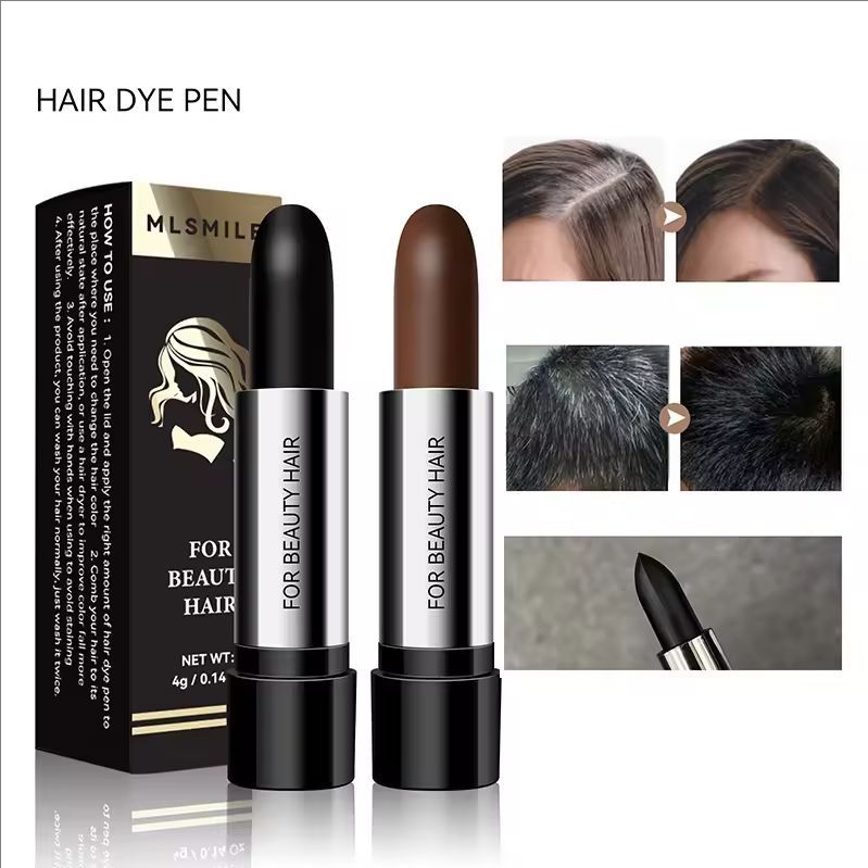 Instant One-time Hair Dye Pen To Cover White Hair, Lipstick Style Hair Dye, Black Temporary Hair Dye Hair Color Modify Cream 4g