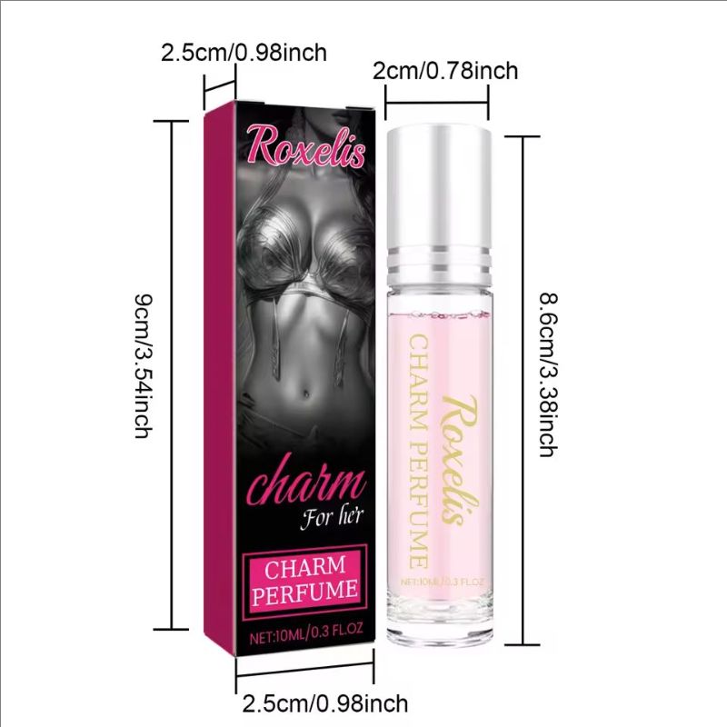 Roxelis Pheromone Ball Bearing Perfume Women's Portable Fragrance Couple Body Charm Fragrance Natural Fresh Fragrance 0.3 OZ