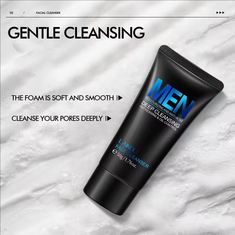 Men Facial Cleanser Face Wash Moisturizing Man Skin Care Oil Control Blackhead Remove Scrub Cosmetics Deep Norishing 50g