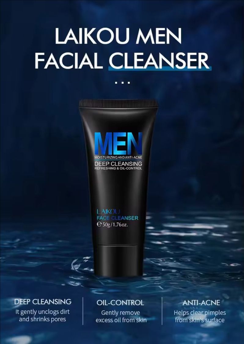 Men Facial Cleanser Face Wash Moisturizing Man Skin Care Oil Control Blackhead Remove Scrub Cosmetics Deep Norishing 50g