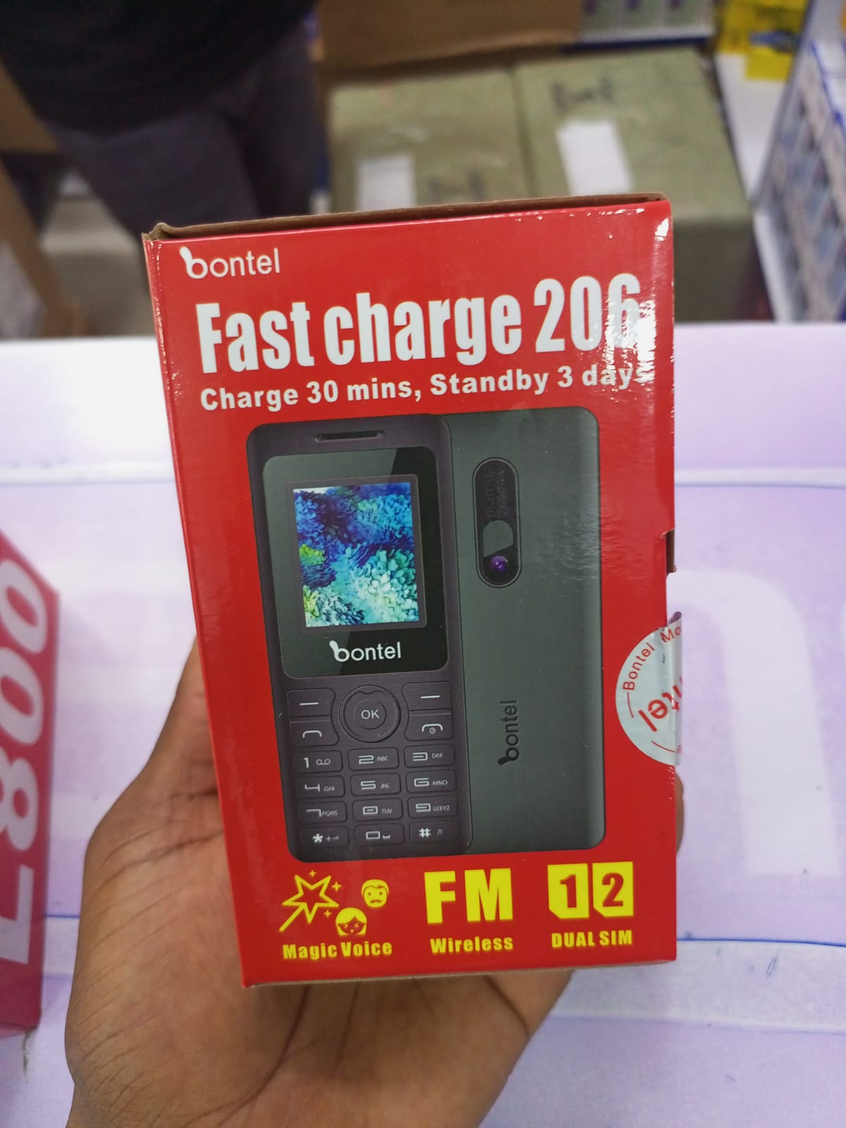 Bontel 206 bontel fast charge 206 charge 30 min standby 3 days with wireless fm dual sim big battery powerful speaker flash torch light phone