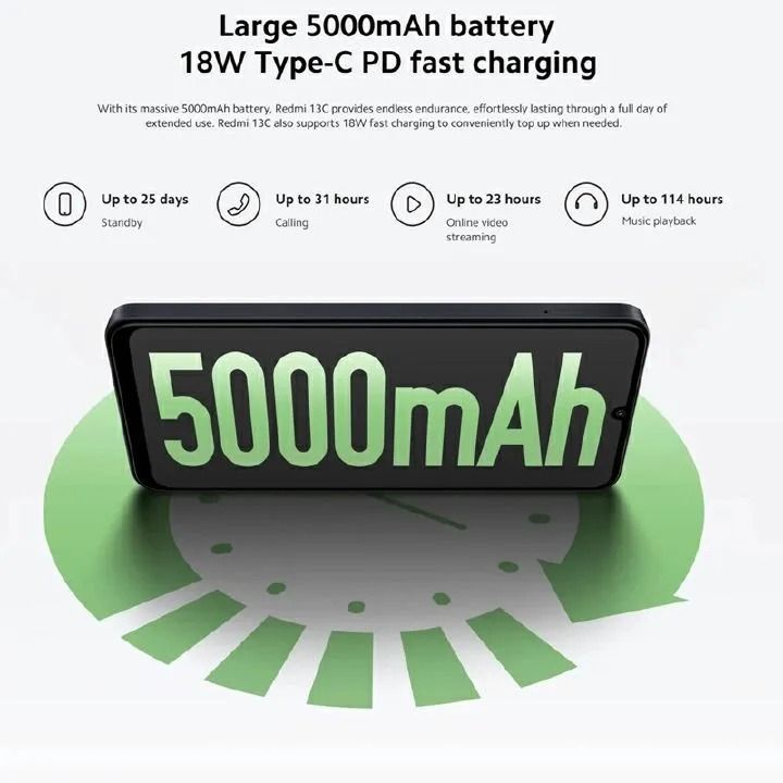 Xiaomi Redmi 13C 256GB ROM 8GB RAM 4G Network Dual SIM 6.74inch 90Hz LCD Screen 50MP Ca mera 18W Tpye-C Charging 5000mAh Battery Fingerprint Face Redmi 13C Smart Phones
