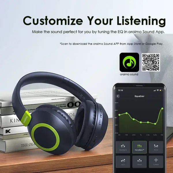Oraimo BoomPop 2S Headphone OHP-610S.Powerful Deep Bass Wireless Headset,upto 60 hrs play time,long lasting and durable,compatible with all devices Oraimo headphones
