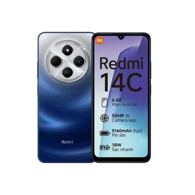 XIAOMI Redmi 14C 128GB Storage Upto 8(4+4)GB Ram 50MP AI Dual Camera Immersive 6.88" UHD Display Upto 120Hz Refresh Rate Dual Sim 5160mAh Battery Elegant glass back cover Smart Phones