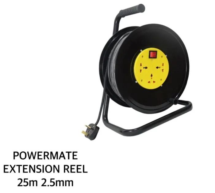 POWERMATE EXTENSION REEL 1pc 25m, 2.5mm cable heavy-duty, portable and safe perfect for home,office and outdoor projects power mate extension reel