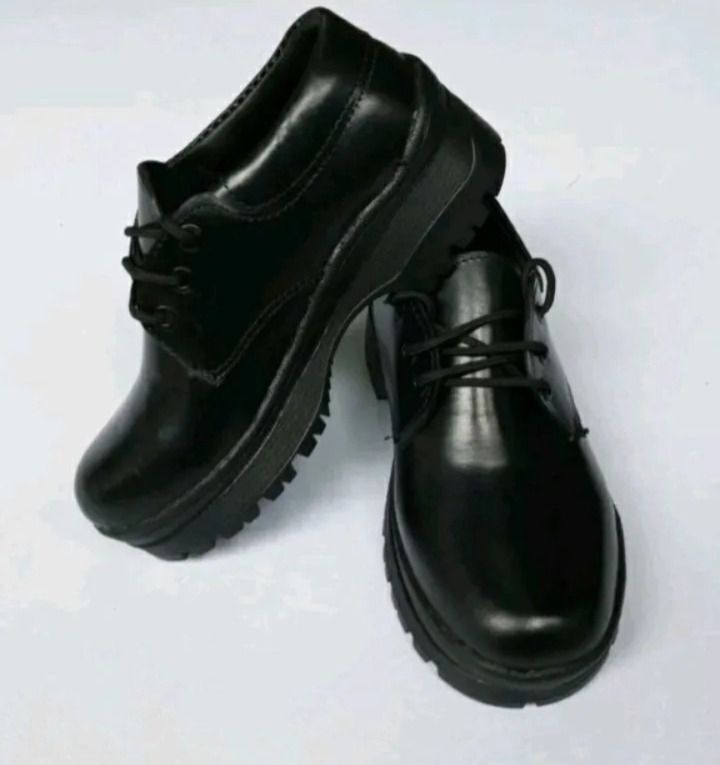 Genuine unisex leather school shoes durable light boys girls school leather black shoes multipurpose black leather shoes