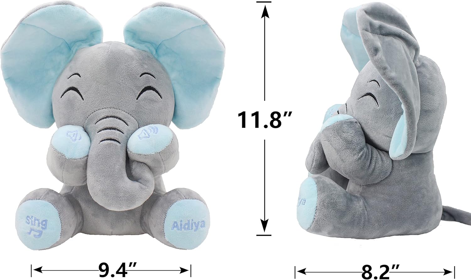 Animated Elephant Toys, Plush Singing Elephant with Ears Moving Electric Plush Toy, Adorable Elephant