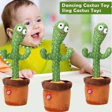 Dancing Cactus Baby Talking Repeats What You Say Boy Toys, Mimicking Toy with LED English Sing 15 Second Voice Recorder Musical-Rechargeable