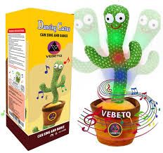 Dancing Cactus Baby Talking Repeats What You Say Boy Toys, Mimicking Toy with LED English Sing 15 Second Voice Recorder Musical-Rechargeable