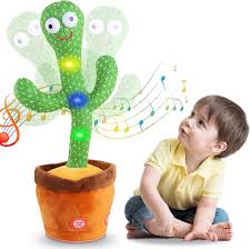 Dancing Cactus Baby Talking Repeats What You Say Boy Toys, Mimicking Toy with LED English Sing 15 Second Voice Recorder Musical-Rechargeable