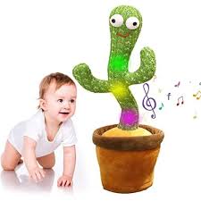 Dancing Cactus Baby Talking Repeats What You Say Boy Toys, Mimicking Toy with LED English Sing 15 Second Voice Recorder Musical-Rechargeable