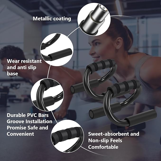 Push Up Bar S Shapes, Push up Stands Support Sweat Absorbent Thick Sponge Handle Non-slip Fitness Stand for Men Women Floor Strength Training Workout Equipment Home Gym