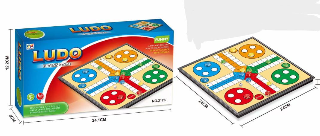 Ludo Game with Foldable Board & Storage Box - Traditional Family Board Games - Ages 3+