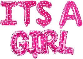 Its a Girl pink letter Foil balloon set | Pink hearts printed foil balloons ITS A GIRL letters
