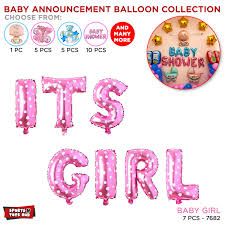 Its a Girl pink letter Foil balloon set | Pink hearts printed foil balloons ITS A GIRL letters