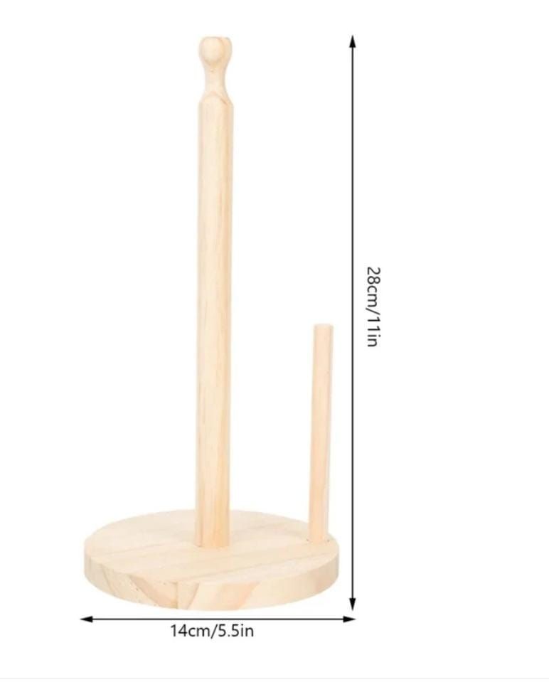 Wooden Paper Towel Holder Countertop Standing Paper Towel Organizer Roll Dispenser for Kitchen Countertop & Dining Table