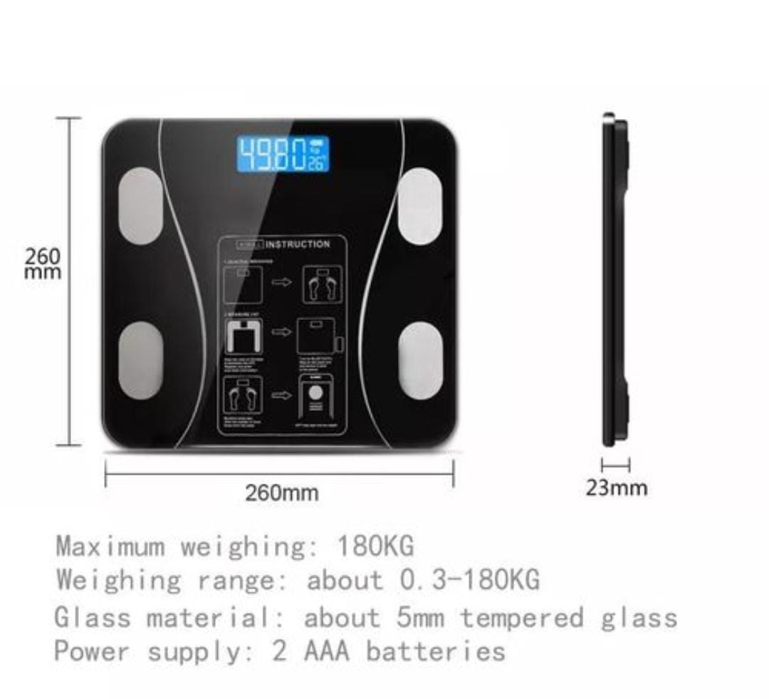 Smart Bluetooth Weighing Scale with 180kg Capacity, Accuracy 100g, BMI Digital Weight Machine with Body Fat Analyzer & Body Composition Monitor Sync with Mobile App