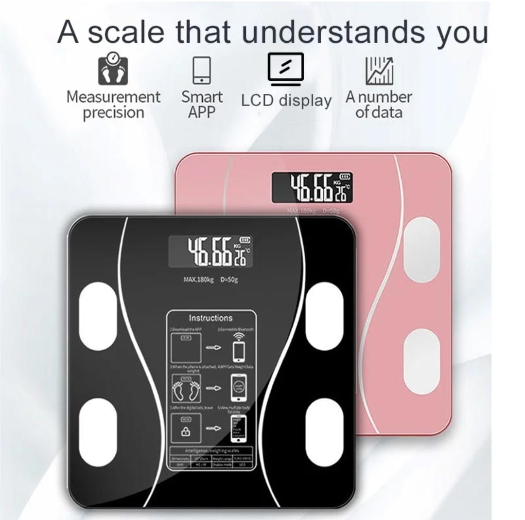 Smart Bluetooth Weighing Scale with 180kg Capacity, Accuracy 100g, BMI Digital Weight Machine with Body Fat Analyzer & Body Composition Monitor Sync with Mobile App