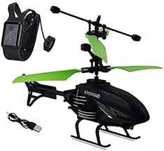 Flying Helicopter with Hand Induction Watch | Electronic Radio RC Remote Control Toy | Charging Helicopter with 3D Light & Safety Sensor for Kids(Multi Color)