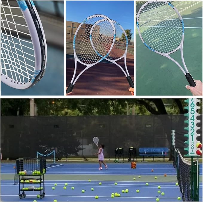 2pcs Tennis Rackets and 3 balls  2 Players Recreational for Adult,Lightweight Tennis Racquets for Beginner Student Training,Tennis Racket Set with Carrying Cover Bag,Grip Tapes,Tennis Balls