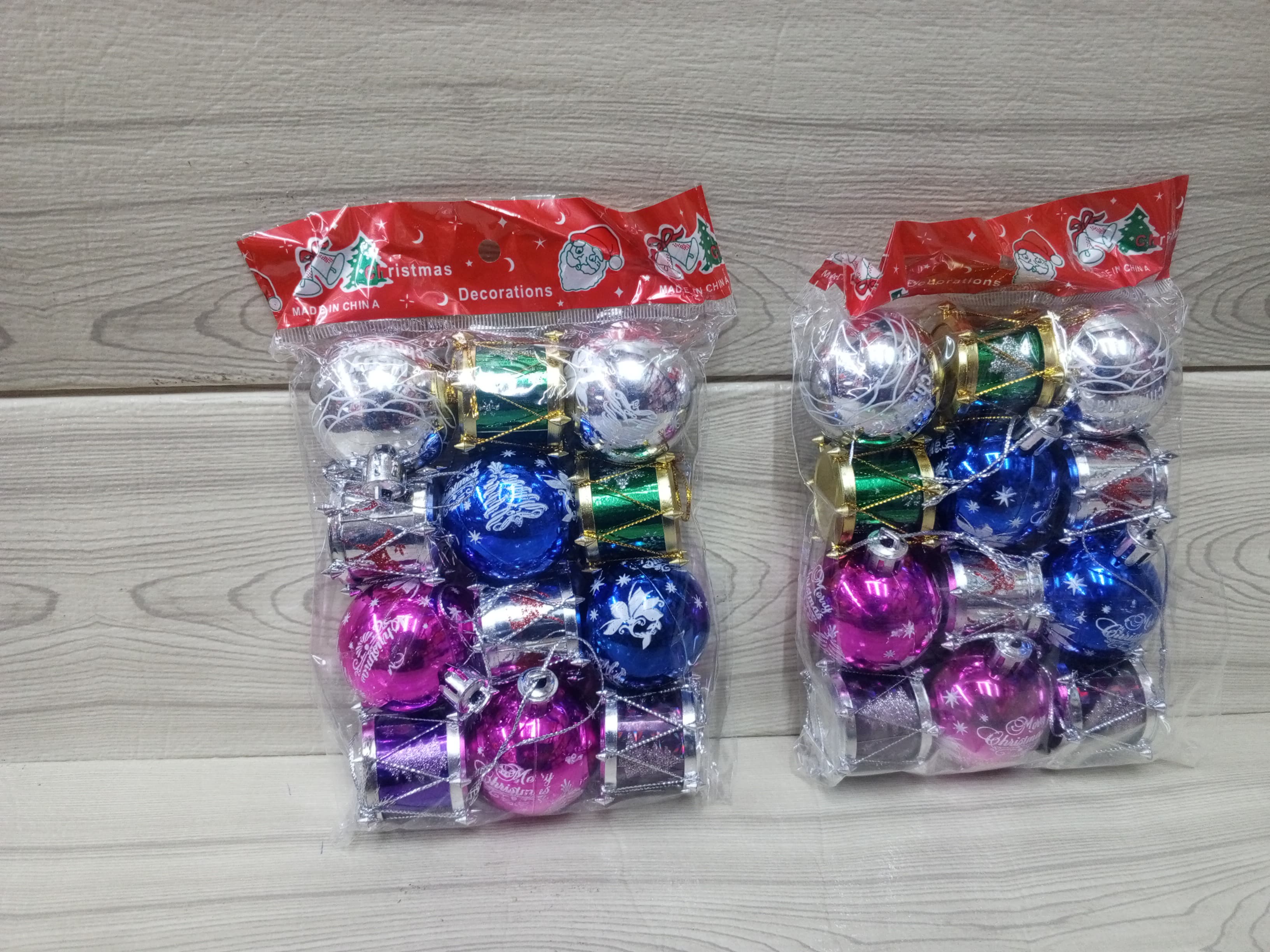 12pcs Drums Gifts Stars Balls Christmas Tree Ornaments Hanging Decoration Pendant Christmas Holiday Party Decor