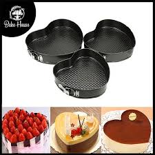 3PCS Carbon Steel Cake Mould (Set of 3) Non Stick  square, round and heart shaped tin