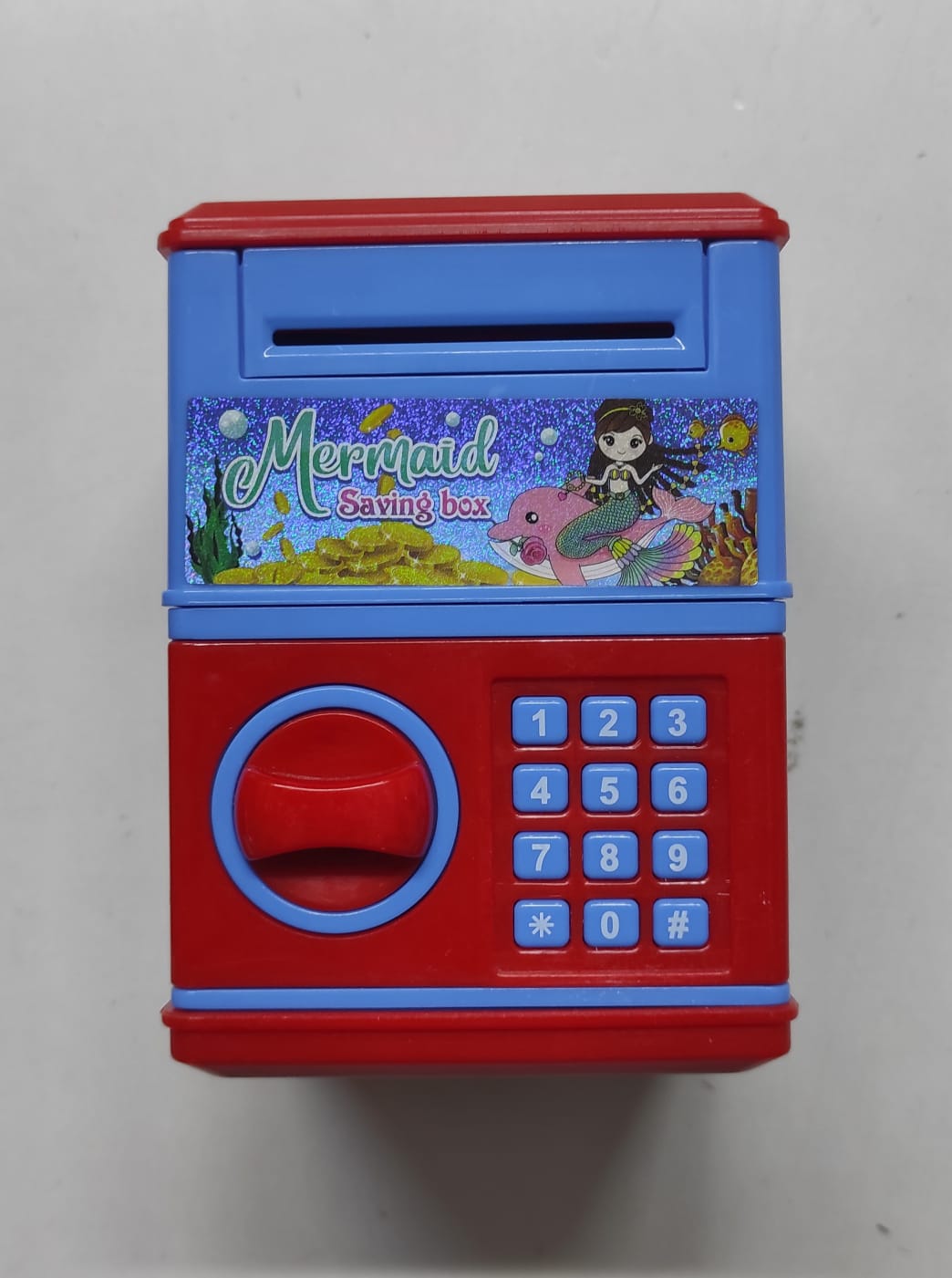 Manual mini kids home bank, Cash Coins Saving Box, ATM Money Boxes,Piggy Bank deposit box Key Lock Piggy bank note Cash Saving Money Box Counter, Mini Safe deposit Box Child Gift size:11*8*7.5cm
