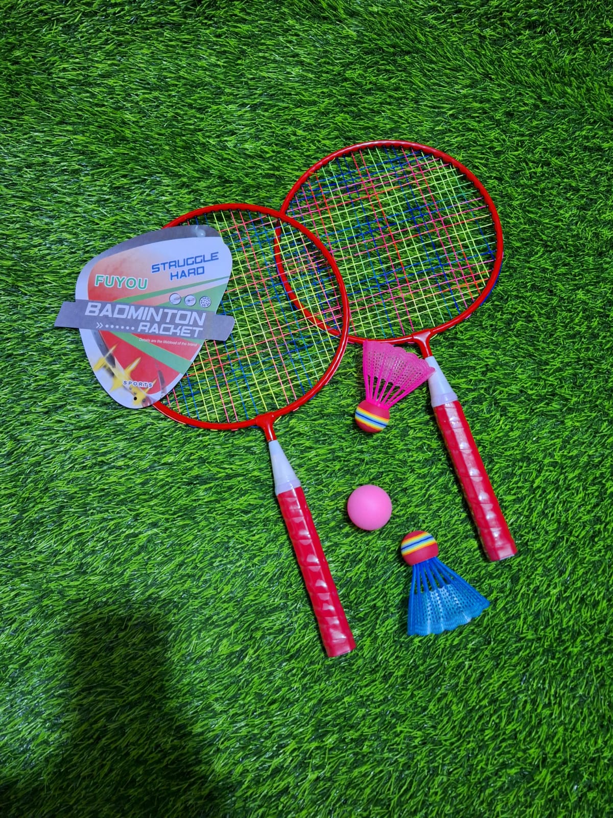 Badminton Racket for Children 1 Pair, Nylon Alloy Durable Badminton Racquet Set for Kids Indoor/Outdoor Sport Game（Including 2 Badminton and 1 ball , 2 Badminton Shuttlecock
