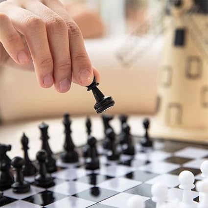 5 in 1 Chess Game Board Set Board Game Portable Travel Board Game Mini Magnetic Chess Game Chess board Flying Chess Checker Snake Chess Draughts Ladders Checker Educational Toy for Kids 6+