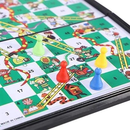 5 in 1 Chess Game Board Set Board Game Portable Travel Board Game Mini Magnetic Chess Game Chess board Flying Chess Checker Snake Chess Draughts Ladders Checker Educational Toy for Kids 6+