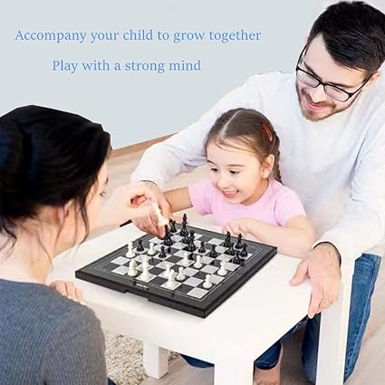 5 in 1 Chess Game Board Set Board Game Portable Travel Board Game Mini Magnetic Chess Game Chess board Flying Chess Checker Snake Chess Draughts Ladders Checker Educational Toy for Kids 6+