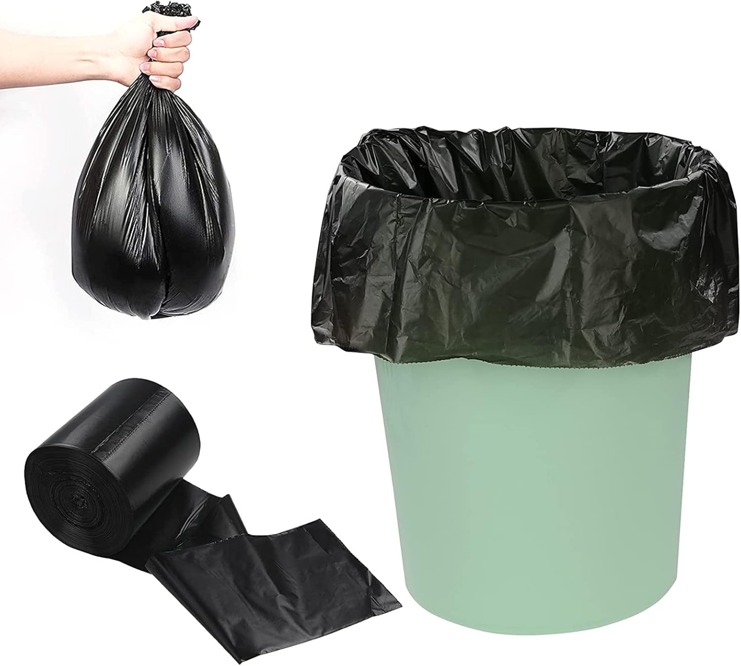Garbage Bags Small Trash Bags, 50 Count 4 Gallon Plastic Bags Bin Bags 45 * 50cm Wastebasket Bin Liners for Home Bathroom Bedroom Office Black Dustbin Bag, Disposable Bags