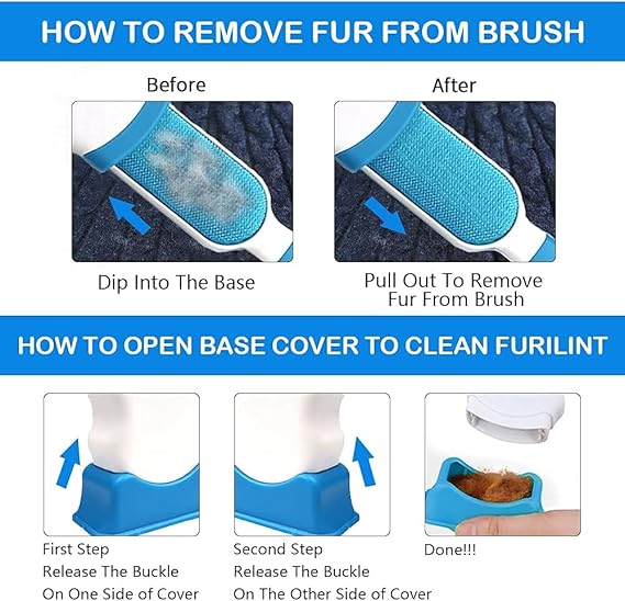 Pet Hair Remover, Reusable Cat Double-Sided Lint Brush with Self Cleaning Base Removes Dog Cat Fur from Clothing, Furniture,Car,Fabric Set-Travel Size Included,Lint Roller Brush