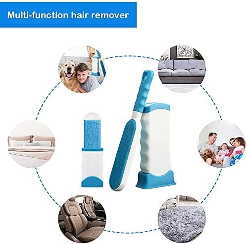 Pet Hair Remover, Reusable Cat Double-Sided Lint Brush with Self Cleaning Base Removes Dog Cat Fur from Clothing, Furniture,Car,Fabric Set-Travel Size Included,Lint Roller Brush