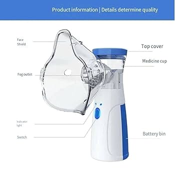 Portable Mesh Nebulizer Handheld, One Touch Operation, No Noise, High Nebulization Rate, Personal Inhalers For Breathing Problems Lightweight, Travel Friendly For Adults & Kids