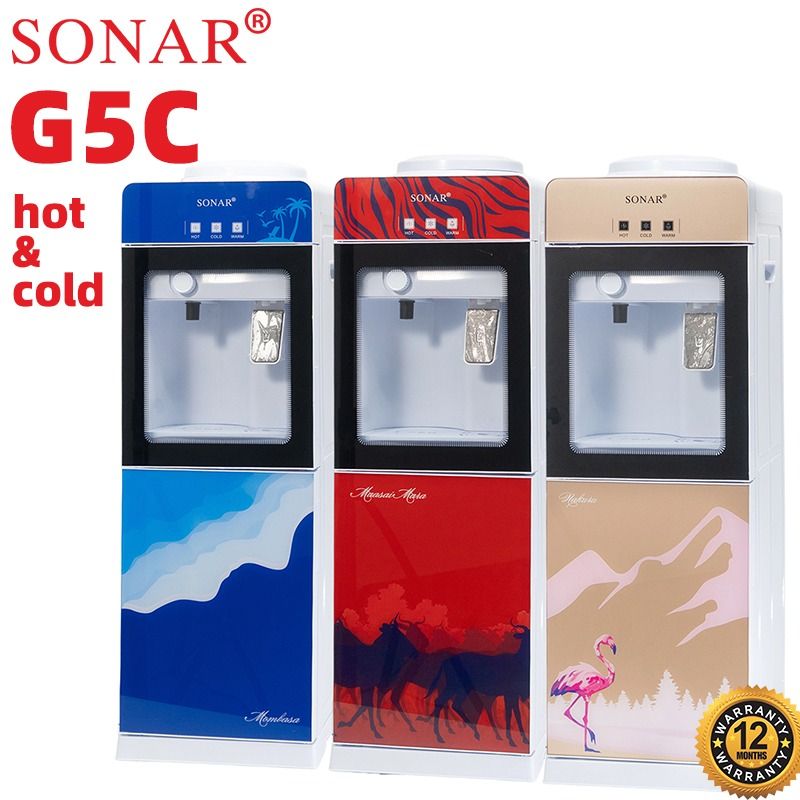 Sonar G5C hot, and cold standing dispenser 1pcA sleek, freestanding water dispenser with hot, cold, and room-temperature options. It features a dual-tap system, child safety lock, bottom storage cabin