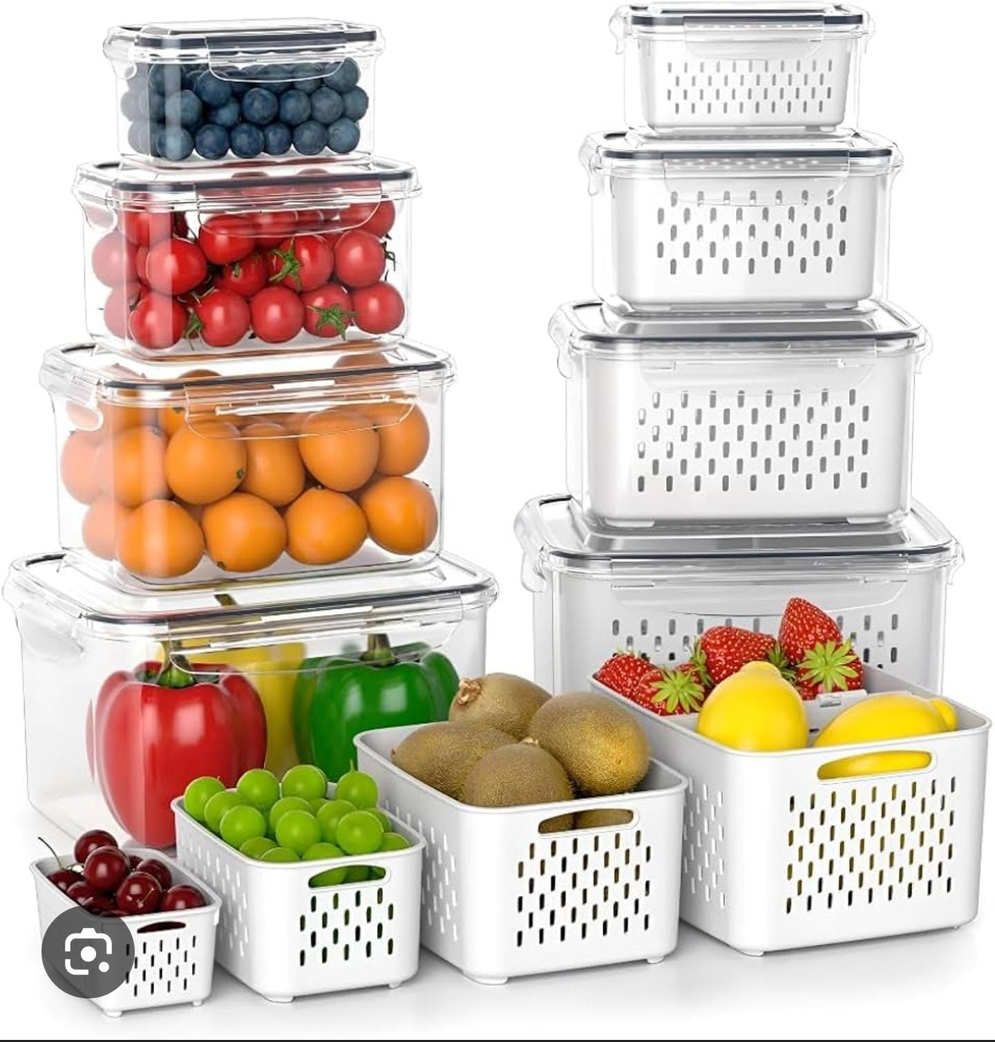 Set of 4pcs Refrigerator storage containersKeep your fridge organized and your food items fresh with this set of 4 durable acrylic containers. Designed with a clear, transparent body, they allow you t